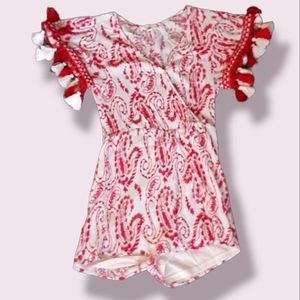 Entro Red and White Paisley Romper